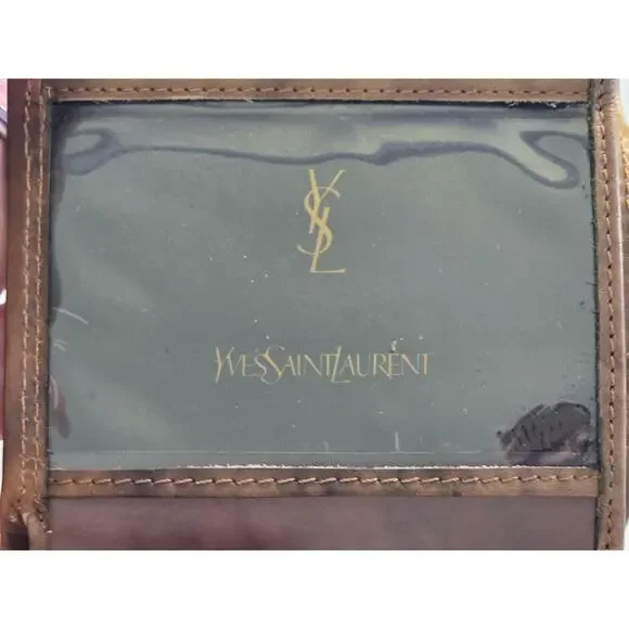 Vintage Yves Saint Laurent YSL Leather Trifold Wallet Tan w Tag